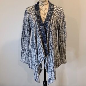 FREE with purchase! Cupio open cardigan stretch waterfall draped navy white L
